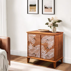HAOYYE FCH Brown 6-Drawer Chest with MDF Veneer and Solid Wood Frame, 80x40x73cm, Bohemian Style Storage Dresser for Bedroom, Living Room, Compact and Stylish Organizer, Retro and Modern Design with Ample Storage Space