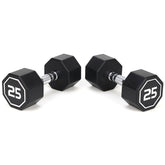 HAOYYE Premium 25 Lbs Set of 2 Octagonal Dumbbells with Chrome Plated Knurled Handles and Large Number Markings Durable RPE Coated Weights for Strength Training Push Ups Full Body Workouts and Home Gym Fitness Exercises