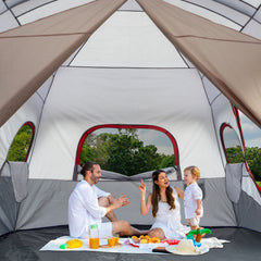 Haoyye 10-Person Family Cabin Tent, 2-Room Spacious Tent with Adjustable Ventilation, Storage Pockets, Weather Protection, Ideal for Camping and Hiking, Easy Setup, Durable and Comfortable for Group Outdoor Adventures