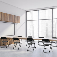 HAOYYE 6pcs Injection Molding Classic Garden Plastic Folding Chairs, Sturdy and Lightweight, Black, Easy to Store and Transport, Perfect for Outdoor and Indoor Use