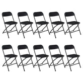 Haoyye 10 Pack Classic Plastic Folding Chairs in Black, Durable Injection Molded Garden Chairs for Outdoor Events, Patio, Lawn, Balcony or Indoor Use, Lightweight Stackable Design for Easy Storage and Transport
