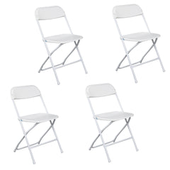 HAOYYE 4pcs Injection Molding Classic Garden Plastic Folding Chairs, Sturdy and Lightweight, Black, Easy to Store and Transport, Perfect for Outdoor and Indoor Use