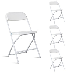 HAOYYE 4pcs Injection Molding Classic Garden Plastic Folding Chairs, Sturdy and Lightweight, Black, Easy to Store and Transport, Perfect for Outdoor and Indoor Use