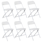 HAOYYE 6pcs Injection Molding Classic Garden Plastic Folding Chairs, White, Durable and Lightweight Outdoor Folding Chairs for Patio, Garden, Events, Easy to Store and Transport, Ideal for Parties and Gatherings