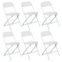HAOYYE 6pcs Injection Molding Classic Garden Plastic Folding Chairs, White, Durable and Lightweight Outdoor Folding Chairs for Patio, Garden, Events, Easy to Store and Transport, Ideal for Parties and Gatherings