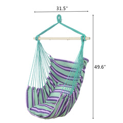 Haoyye Distinctive Cotton Canvas Hanging Rope Chair with Soft Pillows Comfortable Hammock Style Swing Seat for Indoor Outdoor Use Ideal for Porch Patio Balcony Garden Lounge and Relaxation Furniture