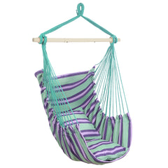 Haoyye Distinctive Cotton Canvas Hanging Rope Chair with Soft Pillows Comfortable Hammock Style Swing Seat for Indoor Outdoor Use Ideal for Porch Patio Balcony Garden Lounge and Relaxation Furniture