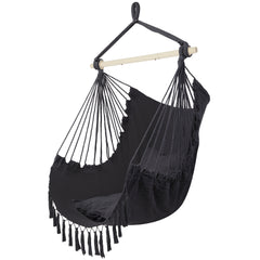 HAOYYE Pillow Tassel Hanging Chair, Comfortable Outdoor Swing Hammock with Cushions, Lightweight Portable Air Chair for Backyard Patio Porch Garden Camping Relaxation