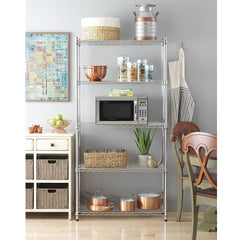 HAOYYE 5-Layer Chrome Plated Iron Shelf – Durable Chrome Storage Rack For Kitchen, Tools, Makeup, And More, Modern Stylish Design, Premium Quality.