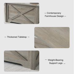 HAOYYE Farmhouse Coffee Table, Square Wood Center Table with Large Hidden Storage Compartment, Hinged Lift Top Rustic Cocktail Table for Living Room, Home, Rustic Gray Soft Cozy Warm Flannel, Multi-Functional Storage Solution