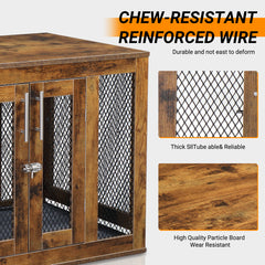 HAOYYE Furniture Dog Crate with Tray for Small Dogs, Indoor Decorative Pet House, Puppy Kennel with Door, Rustic Brown Wood End Table Nightstand, Modern Aesthetic Dog Cage, Stylish and Cute, Ideal for Dogs, Cats, and Small Pets