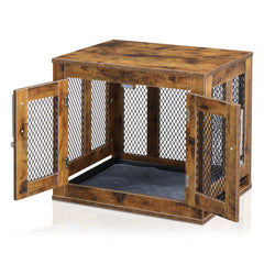 HAOYYE Furniture Dog Crate with Tray for Small Dogs, Indoor Decorative Pet House, Puppy Kennel with Door, Rustic Brown Wood End Table Nightstand, Modern Aesthetic Dog Cage, Stylish and Cute, Ideal for Dogs, Cats, and Small Pets