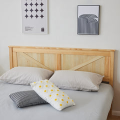 HAOYYE Queen Size Solid Wood Platform Bed Frame with Headboard, Natural Finish, Sturdy and Durable Wooden Bed Frame for Bedroom, No Box Spring Required, Space-Saving Modern Design, Easy Assembly, Sleek and Elegant Platform Bed for Adults