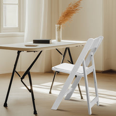 HAOYYE Folding Chair, Resin Chair with Padded Seat, Comfortable Event Chair Indoor Outdoor for Home Event Party Picnic School Wedding, White soft cozy warm flannel fleece home decor luxury