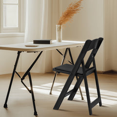 HAOYYE Folding Chair, Resin Chair with Padded Seat, Comfortable Event Chair Indoor Outdoor for Home Event Party Picnic School Wedding, Black soft cozy warm flannel fleece home decor luxury