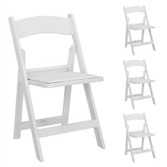 HAOYYE 4 Pack Folding Chairs, Resin Chairs with Padded Seat, Comfortable Event Chairs for Indoor & Outdoor Use, Perfect for Home, Party, Picnic, School, Wedding, White, Soft Cozy Warm Flannel Fleece Home Decor, Luxury