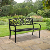 HAOYYE Outdoor Iron Courtyard Park Leisure Bench, Durable Decorative Seating for Gardens, Patios, or Pathways