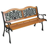HAOYYE Outdoor Garden Bench with Hardwood Slats and Cast Iron Frame, Sturdy and Stylish Design for Patio, Park, and Backyard Use