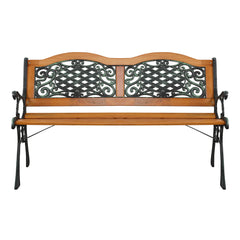 HAOYYE Outdoor Garden Bench with Hardwood Slats and Cast Iron Frame, Sturdy and Stylish Design for Patio, Park, and Backyard Use