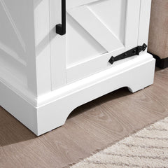 HAOYYE Farmhouse End Table Nightstand with Barn Door and Adjustable Storage Shelf, Rustic White Rectangular Sofa Side Table for Living Room and Bedroom, Vintage Accent Furniture with Storage, Versatile Design for Home Decor