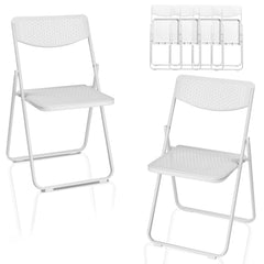 HAOYYE 6 Pack Plastic Folding Chairs, Lightweight Stackable Commercial Chairs, Portable Event Seats for Indoor and Outdoor Use, Perfect for Home, Party, Picnic, School, Wedding, White with Soft Cozy Warm Flannel Fleece Upholstery, Durable and Comfortable