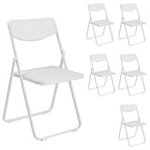 HAOYYE 6 Pack Plastic Folding Chairs, Lightweight Stackable Commercial Chairs, Portable Event Seats for Indoor and Outdoor Use, Perfect for Home, Party, Picnic, School, Wedding, White with Soft Cozy Warm Flannel Fleece Upholstery, Durable and Comfortable