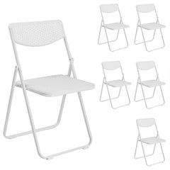 HAOYYE 6 Pack Plastic Folding Chairs, Lightweight Stackable Commercial Chairs, Portable Event Seats for Indoor and Outdoor Use, Perfect for Home, Party, Picnic, School, Wedding, White with Soft Cozy Warm Flannel Fleece Upholstery, Durable and Comfortable