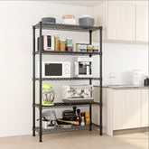HAOYYE 5-Layer Plastic Coated Iron Storage Shelf, Durable Black Utility Rack, Heavy-Duty Steel Organizer for Home and Office, Space-Saving Shelving Unit with Sturdy Design, Easy Assembly, and Versatile Use