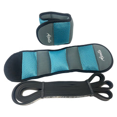 HAOYYE Ankle and Wrist Weights Pair with Resistance Bands Set Long Pull Up Assist Bands for Strength Training Home Gym Workouts Fitness Exercise and Physical Therapy for Men and Women