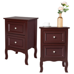 HAOYYE 2pcs Country Style Two-Tier Nightstands, Large Size Wooden Night Tables, Rustic End Tables with Storage Shelves, Bedroom Furniture Set, Ideal for Living Room, Bedroom, or Home Office, Vintage Chic, Easy Assembly