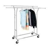 HAOYYE Double-Bar Garment Rack, Heavy-Duty Steel Construction, Space-Saving Design, Silver Finish, Stylish Organizer for Bedrooms, Closets, Entryways, and Laundry Rooms