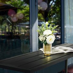 HAOYYE Outdoor Bar Table with Wheels, Rectangle Narrow Counter Height Table, Ideal for Balcony, Patio, Garden, Yard, or Poolside, Stylish and Functional Bar Height Table for Outdoor Entertaining