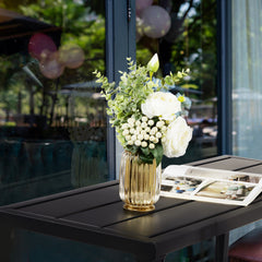 Haoyye Outdoor Bar Table With Wheels, Narrow Counter Height Rectangle Table, Perfect For Balcony, Patio, Garden, Yard, Or Poolside