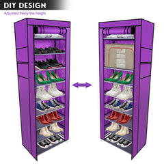 HAOYYE 9-Lattice Non-Woven Fabric Shoe Rack, Durable Space-Saving Organizer, Modern Design, Stylish Purple Finish, Versatile Storage Solution, Premium Quality, Ideal for Living Room, Bedroom, Closet, or Entryway Organization