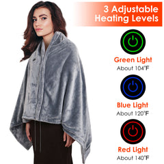 HAOYYE Wearable USB Heated Blanket Shawl, Portable Heated Throw Blanket, 3 Heat Settings, 8 Heating Zones, Cordless Design for Women, Perfect for Outdoor Use, Office, Camping, or Home, Soft and Cozy Warm Flannel Fleece