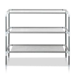 HAOYYE 3-Tier Non-Woven Fabric Shoe Rack, Space-Saving Shoe Organizer, Durable and Modern Design, Easy Assembly, Stylish Storage Solution for Living Room, Bedroom, or Entryway, Gray Finish, Ideal Home Essentials