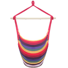HAOYYE Distinctive Cotton Canvas Hanging Rope Chair with 2 Pillows, Indoor Outdoor Hammock Swing Chair, Rainbow Color, Comfortable and Durable for Porch, Patio, Bedroom, Lounge
