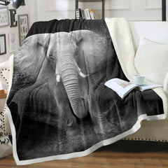 HAOYYE 3D Elephant Printed Sherpa Fleece Blanket, Soft Cozy Fuzzy Black Galaxy Elephant Throw for Couch, Sofa, and Bed, Luxuriously Comfortable Home Decor, Great Gifts for Women and Adults