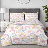 HAOYYE Rainbow Pattern Comforter Set, Pink and Yellow Star Design, 3-Piece Full Size Set Including 1 Comforter and 2 Pillow Shams, Soft Cozy Home Decor, Perfect for Women’s Bedrooms, Warm and Stylish Bedding