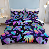 HAOYYE Fantasy Mushroom Dinosaur Duvet Cover Set, Decorative 3-Piece Bedding Set, Ultra Soft Comforter Cover with 2 Pillow Shams, Full Size, Soft Cozy Material, Unique and Stylish Design for a Comfortable and Fun Bedroom