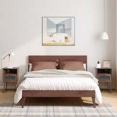 HAOYYE Solid Wood Nightstand End Side Table with 1 Drawer for Living Room, Bedroom, Durable Multi-Functional Organizer, Stylish Rustic Design, Pine Frame, Sturdy Space-Saving Storage Solution, Modern Home Decor, Decorative and Practical