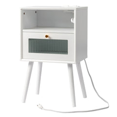 HAOYYE Wood Nightstand End Table with 1 Drawer Black Durable Design Sturdy Multifunctional Modern Organizer Space-Saving Stylish Storage Solution for Bedroom and Living Room