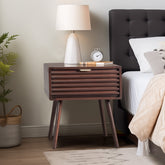 HAOYYE Wood Nightstand Side Table With Drawer Rustic Durable Space-Saving Stylish Storage Solution Modern Home Organizer for Living Room Bedroom.