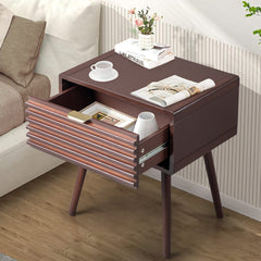 HAOYYE Wood Nightstand Side Table With Drawer Rustic Durable Space-Saving Stylish Storage Solution Modern Home Organizer for Living Room Bedroom.