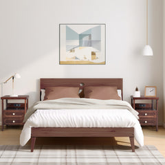 HAOYYE Wood Nightstand End Side Table with 2 Drawers for Bedroom, Living Room, Rustic Pine Storage Table with Shelf, Modern Bedroom Furniture, Sturdy Wooden Night Stand for Small Spaces, Easy Assembly