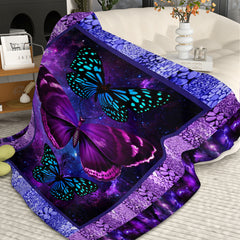 HAOYYE Butterfly Print Flannel Blanket - Soft, Warm, Lightweight Throw for Couch, Sofa, Office, Bed, Camping, and Travel - Multi-Purpose Blanket for All Seasons and Gift Occasions