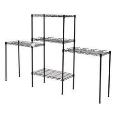HAOYYE Changeable Assembly Floor Standing Carbon Steel Storage Rack, Black, Soft Cozy Warm Flannel Fleece Home Decor, Luxury Comfortable Unique Design, Premium Quality Decorative Organizer for Living Room, Kitchen, Office, and Bedroom Storage