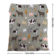 HAOYYE Animal Print Blanket, Soft Pig and Horse Design, Durable and Comfortable Throw for Women, Adults, Home Decor, Sofa, Couch, Bed, Camping, Office, or Travel, Cozy and Warm Flannel Fleece