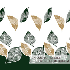 HAOYYE 3-Piece Green Gold Tropical Duvet Cover Set, Botanical Palm Leaves Pattern, Microfiber Lightweight Bedding with 2 Pillowcases, King Size, Soft and Cozy Design for a Relaxing and Stylish Bedroom