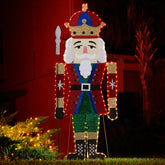 HAOYYE Lighted Nutcracker Christmas Yard Decorations, Pre-Lit 2D Nutcracker Soldier with 162 Warm White LED Lights, Includes Ground Stakes for Easy Setup, Festive Outdoor and Indoor Holiday Display, Front Yard, Porch, Garden Décor